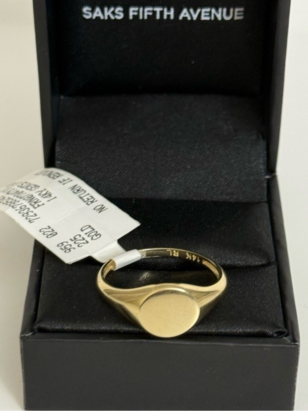 NWT $1052 saks fifth avenue Women’s 14 K SOLID Gold Signet Ring - Picture 15 of 16